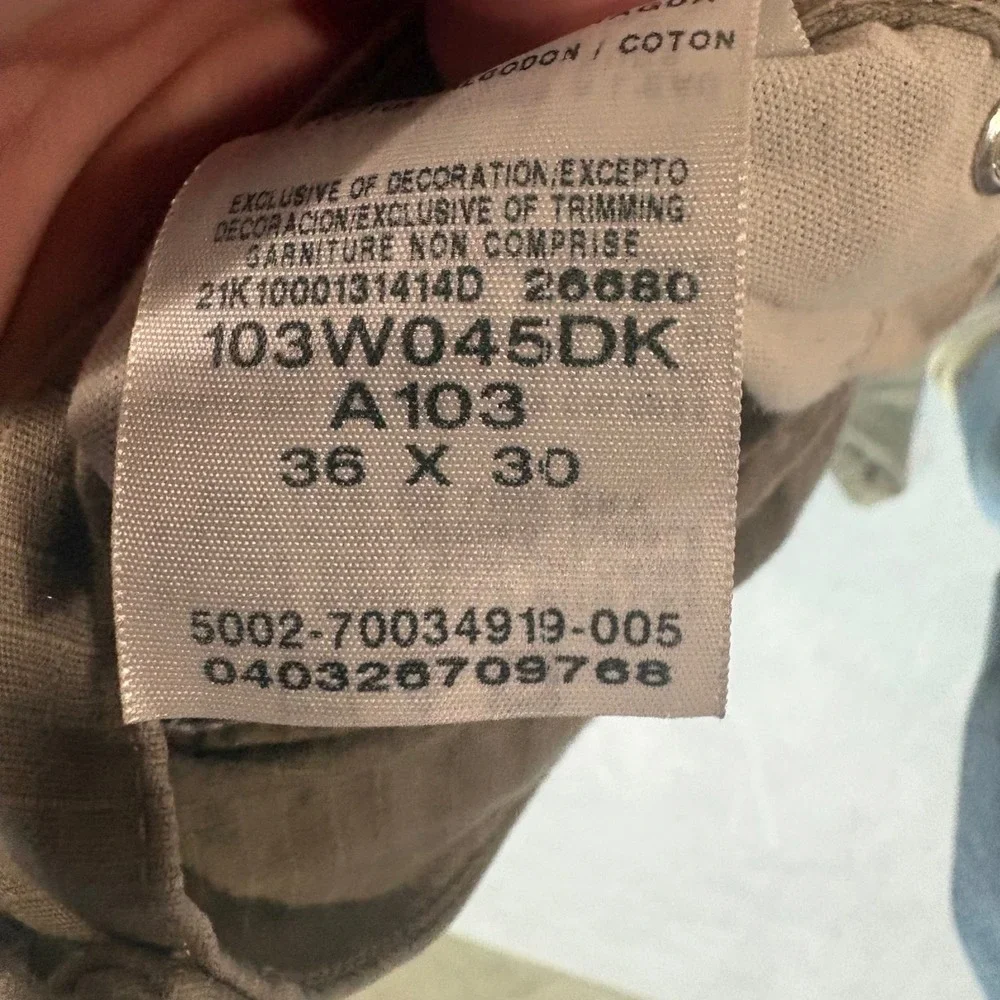Wrangler Riggs Workwear Mens 36x30 Khaki Ripstop Carpenter Pants 103W045DK